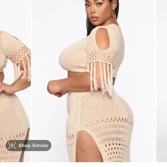 Crochet Skirt Set - Cream 3X - Picture 6 of 8